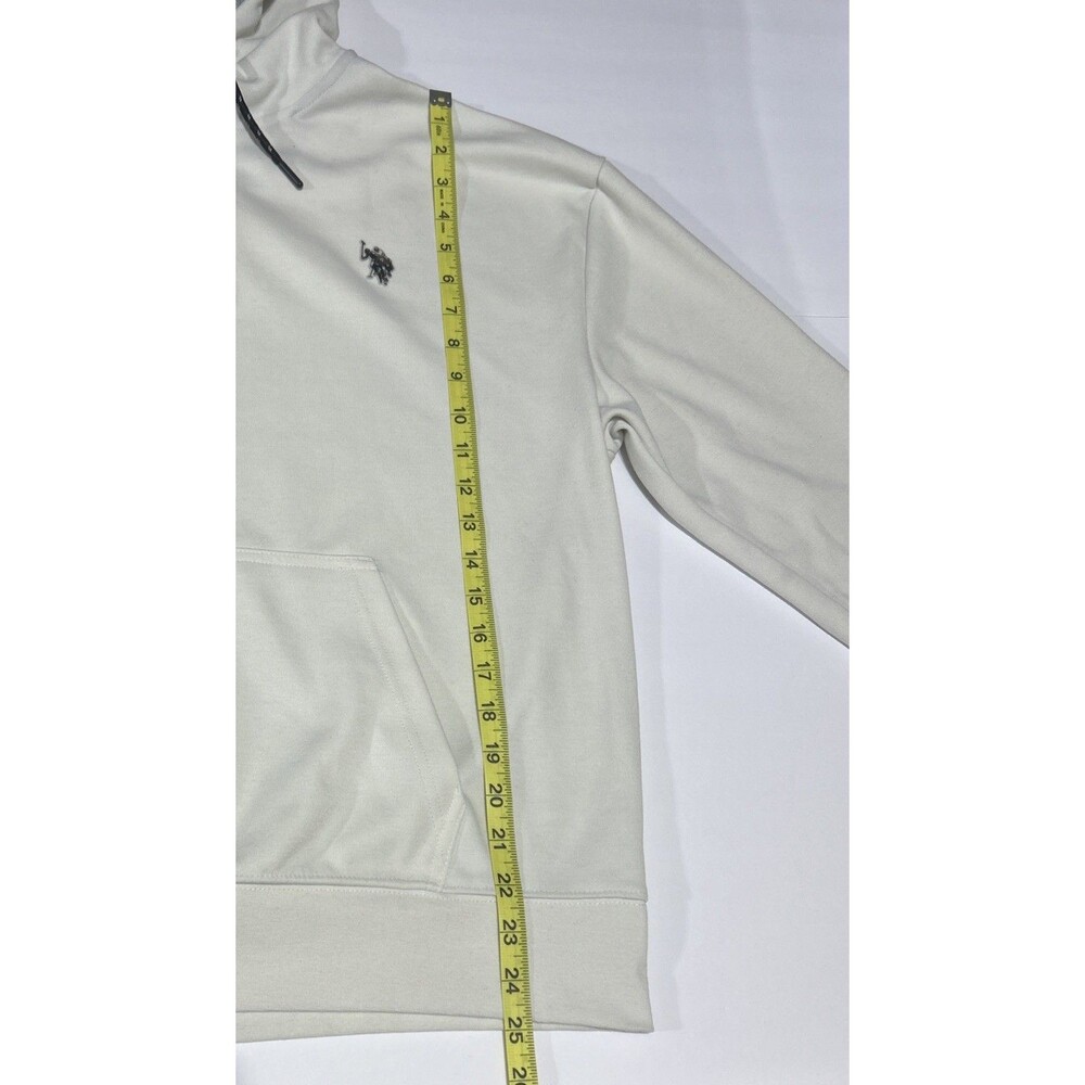 US Polo Assn Men's Large Off-White 1/4 Zip Hoodie Pullover Sweatshirt Pony - Picture 4 of 6